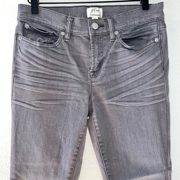 J. Crew Toothpick Gray Wash Denim Mid Rise Ankle Length Skinny Jeans size 28 - Picture 4 of 8